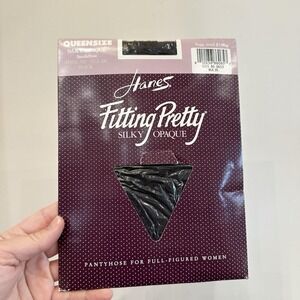 VTG New Hanes Fitting Pretty Silky Opaque Queen Black 3X Sandalfoot